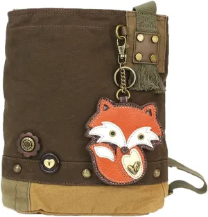 Chala Patch Cross-Body Women Handbag, Canvas Messenger Bag - Fox - Dark Brown