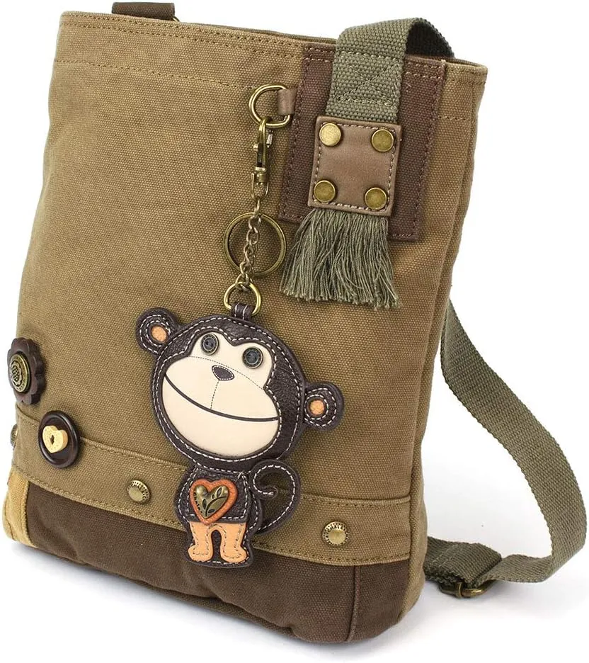 Chala Patch Cross-Body Women Handbag, Canvas Messenger Bag - Olive