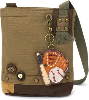 Chala Patch Cross-Body Women Handbag, Canvas Messenger Bag - Olive