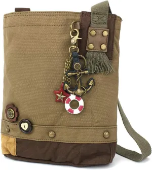 CHALA Patch Cross-Body Women Handbag, Canvas Messenger Bag Olive