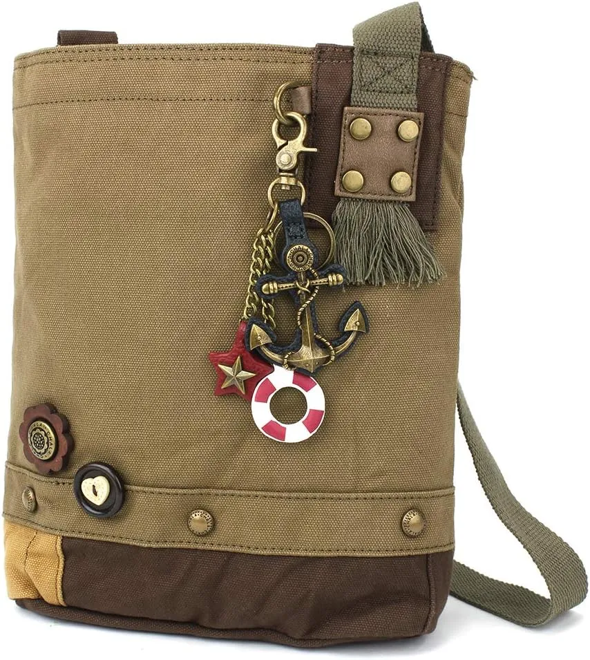 CHALA Patch Cross-Body Women Handbag, Canvas Messenger Bag Olive