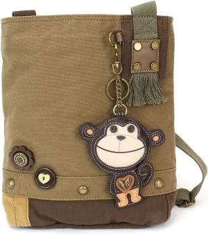 Chala Patch Cross-Body Women Handbag, Canvas Messenger Bag - Olive