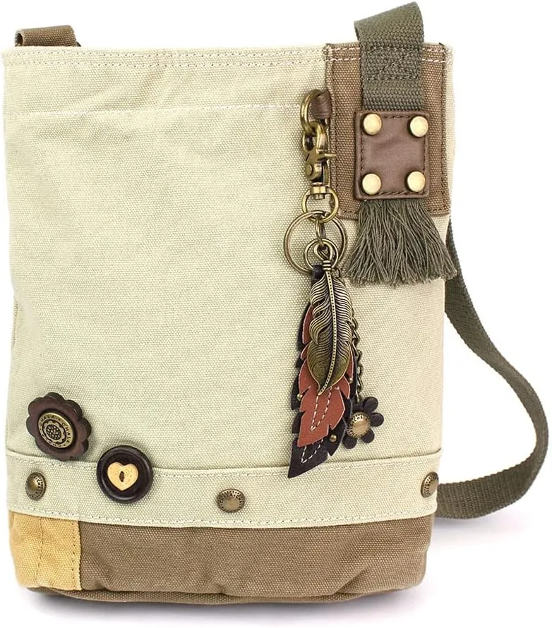 CHALA Patch Cross-Body Women Handbag, Canvas Messenger Bag Olive