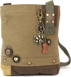 CHALA Patch Cross-Body Women Handbag, Canvas Messenger Bag Olive