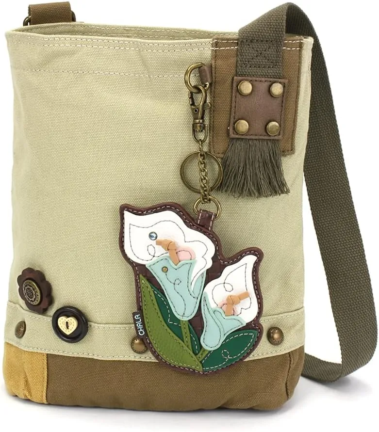 Chala Patch Cross-Body Women Handbag, Sand Canvas Messenger Bag