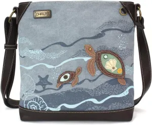 Chala Turtle Canvas Crossbody Messenger Bag (Turtle - Indigo)
