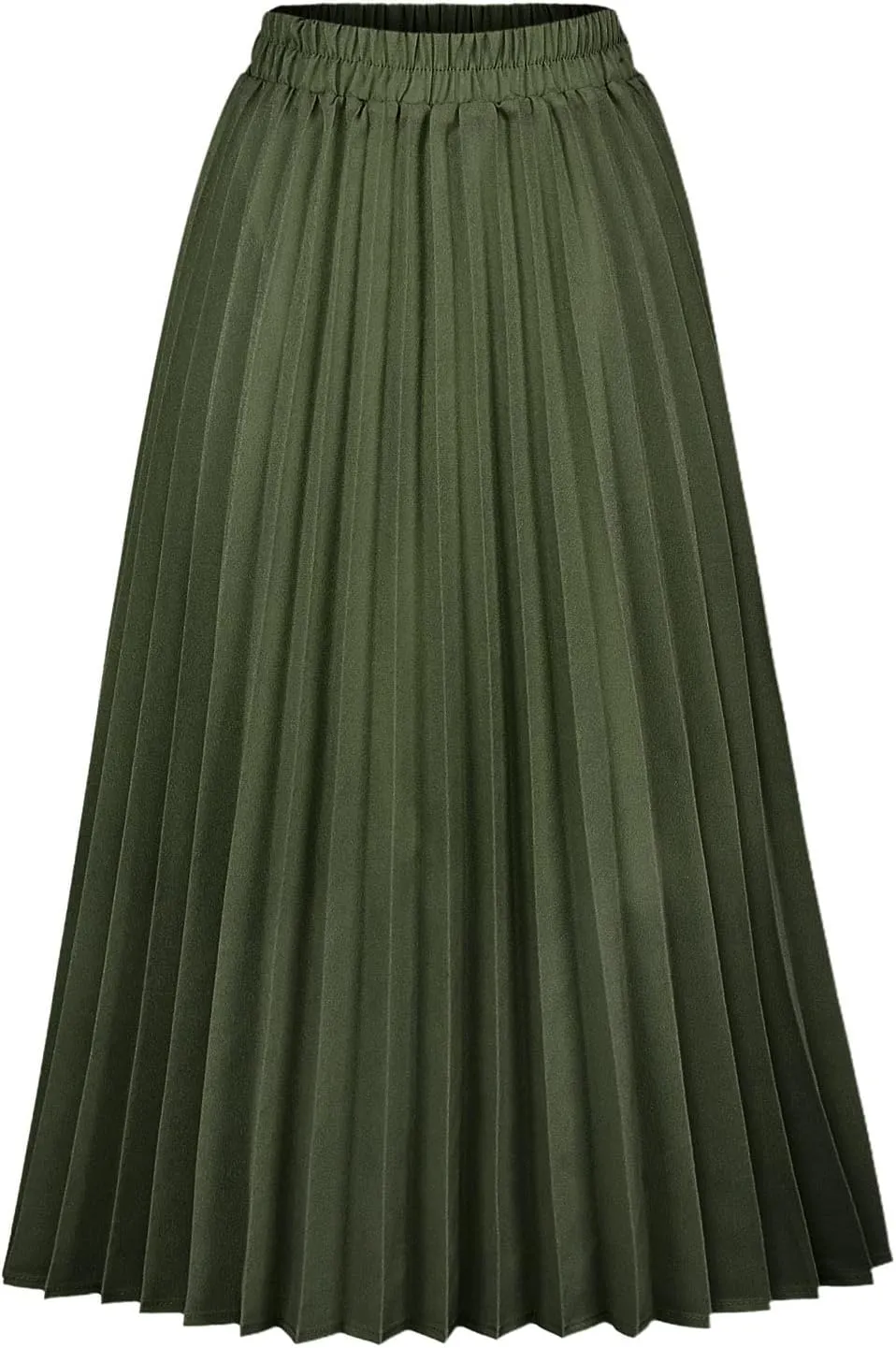 CHARTOU Womens Chic Elastic High Waisted A Line Leopard Print Pleated Shirring Midi-Long Skirt
