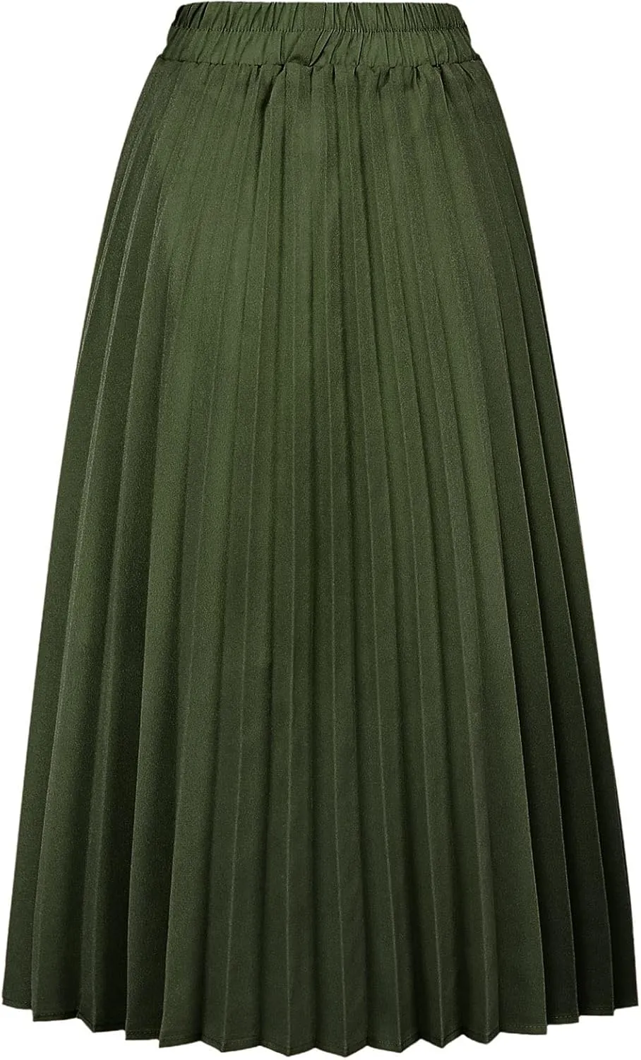 CHARTOU Womens Chic Elastic High Waisted A Line Leopard Print Pleated Shirring Midi-Long Skirt