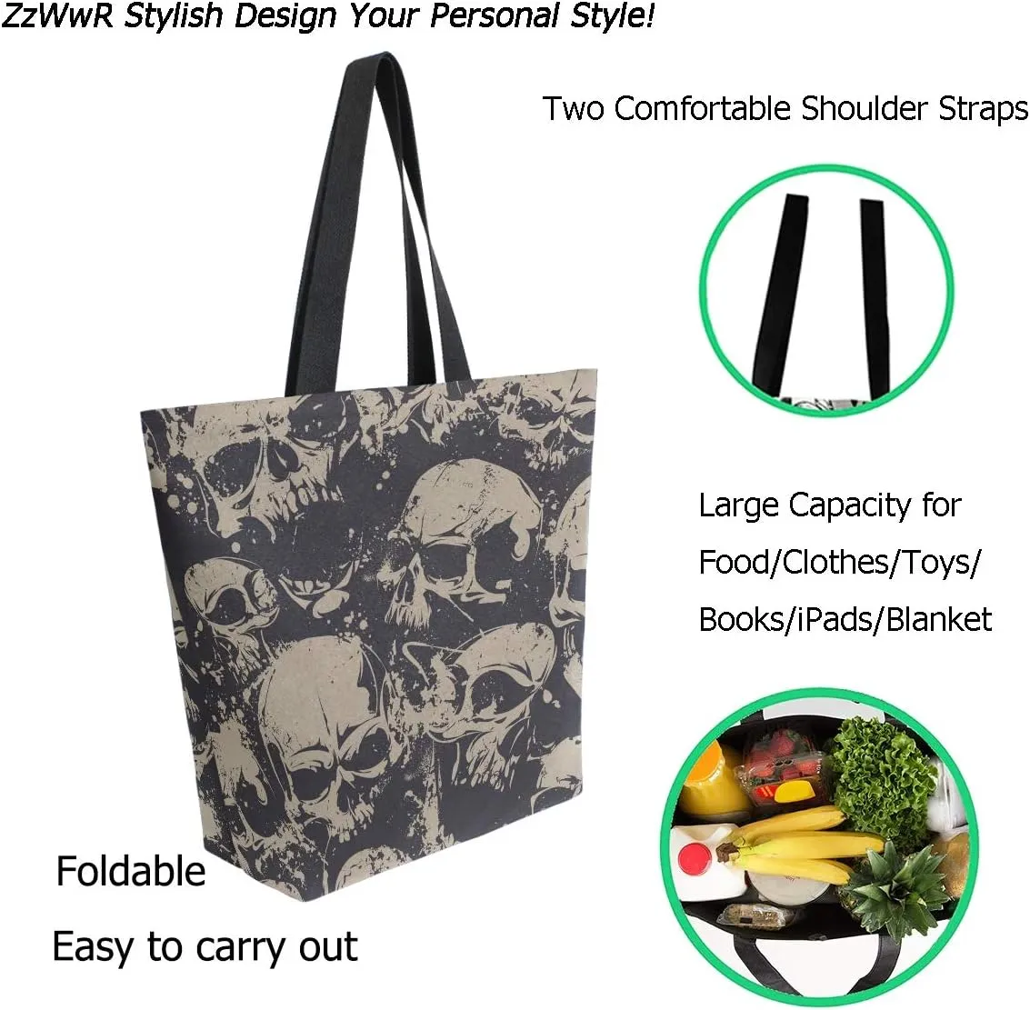 Chic Fashion Floral Pattern Extra Large Shoulder Tote Bag for Beach Travel Weekender Gym Grocery Shopping