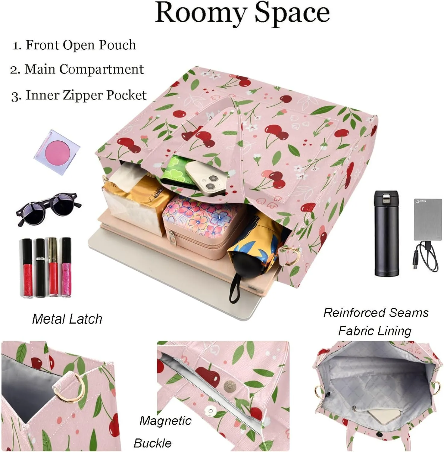 Chic Floral Pattern Corduroy Satchel Tote Shoulder Bag for Women Weekender Travel Beach Shopping Gym