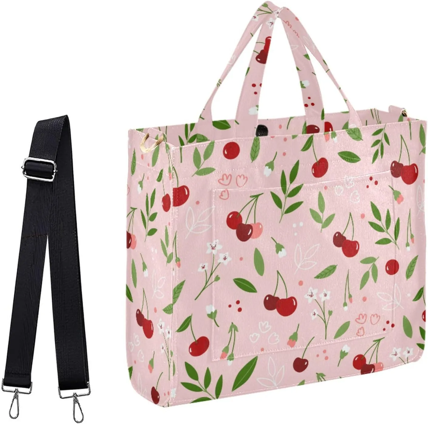 Chic Floral Pattern Corduroy Satchel Tote Shoulder Bag for Women Weekender Travel Beach Shopping Gym
