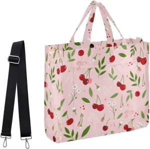 Chic Floral Pattern Corduroy Satchel Tote Shoulder Bag for Women Weekender Travel Beach Shopping Gym
