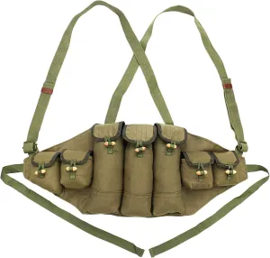 Chinese Military Type 56 AK Chest Rig Magazine Pouch Ammo Bandolier Canvas Green 7 Pockets