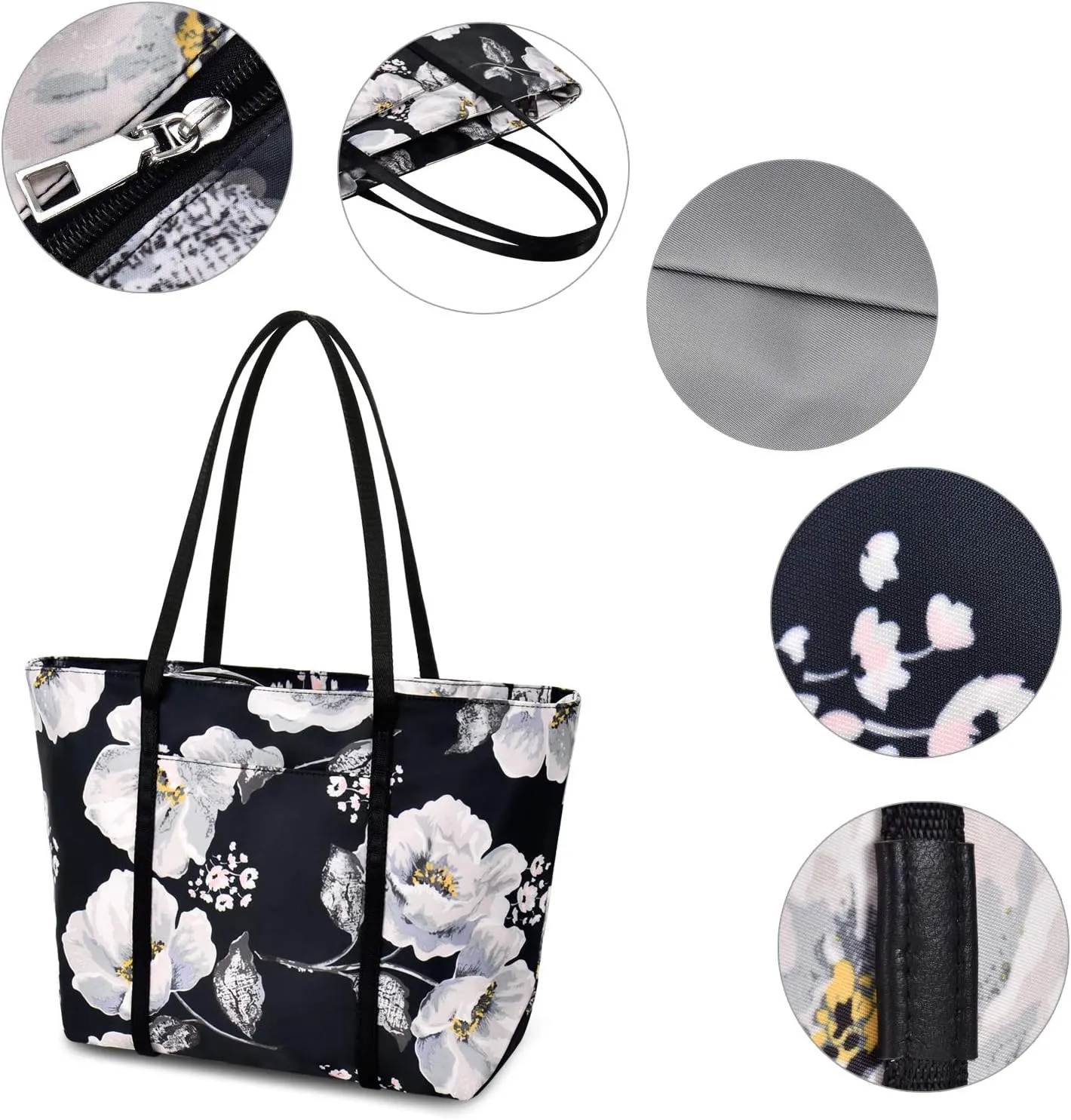 Chrysansmile Large Tote Bag for Women Work Nylon Shoulder Bags Waterproof Beach Bag Flower Womens Purses and Handbags