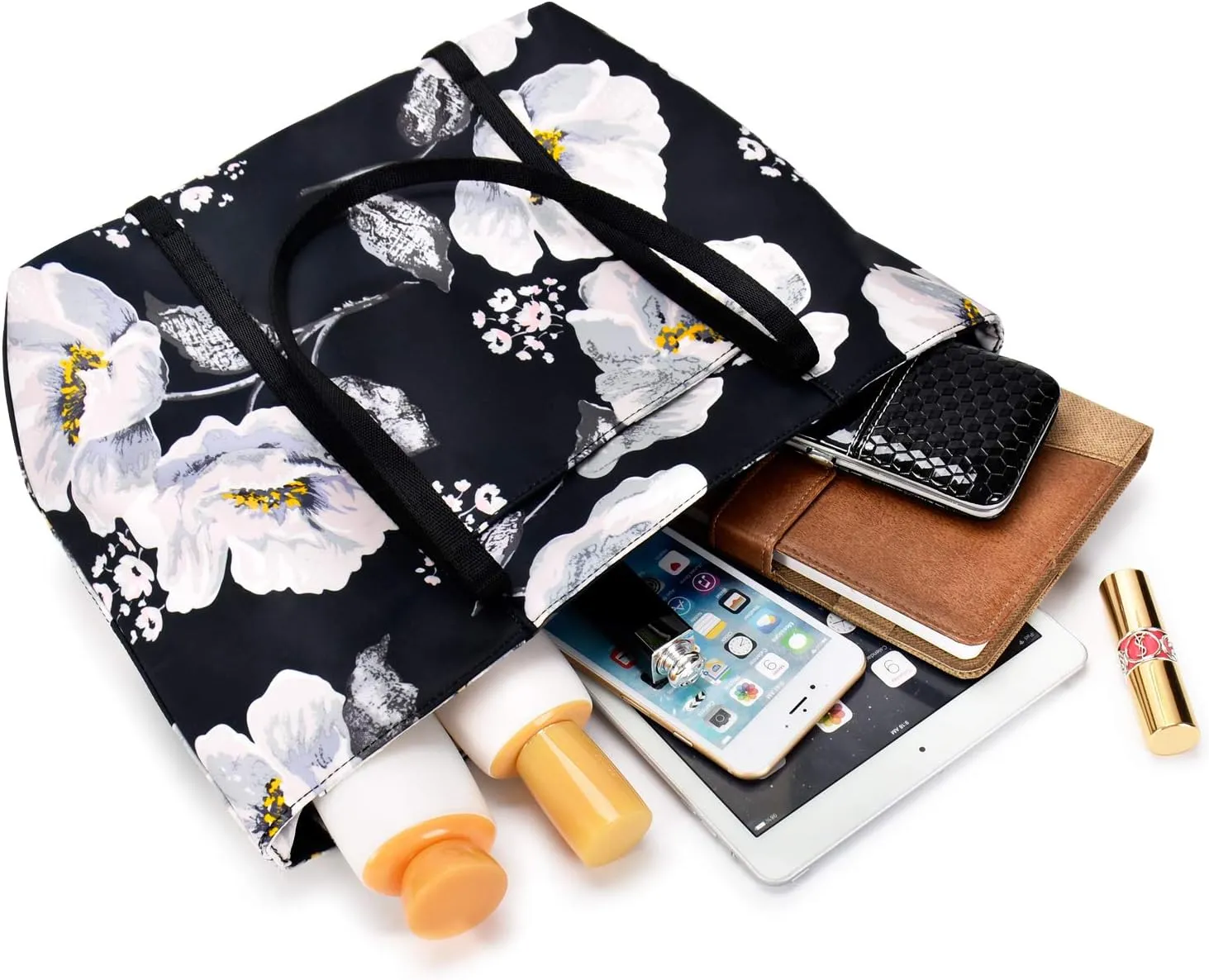 Chrysansmile Large Tote Bag for Women Work Nylon Shoulder Bags Waterproof Beach Bag Flower Womens Purses and Handbags