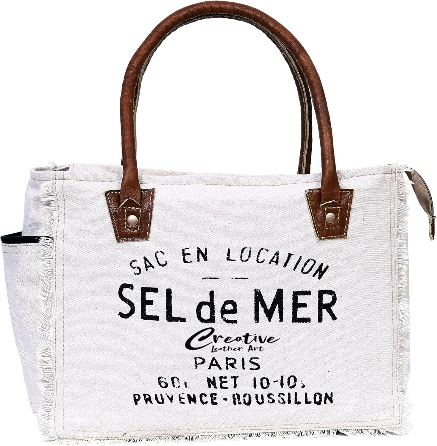 CLA Bags Sel De Mer Upcycled Canvas & Cowhide Tote