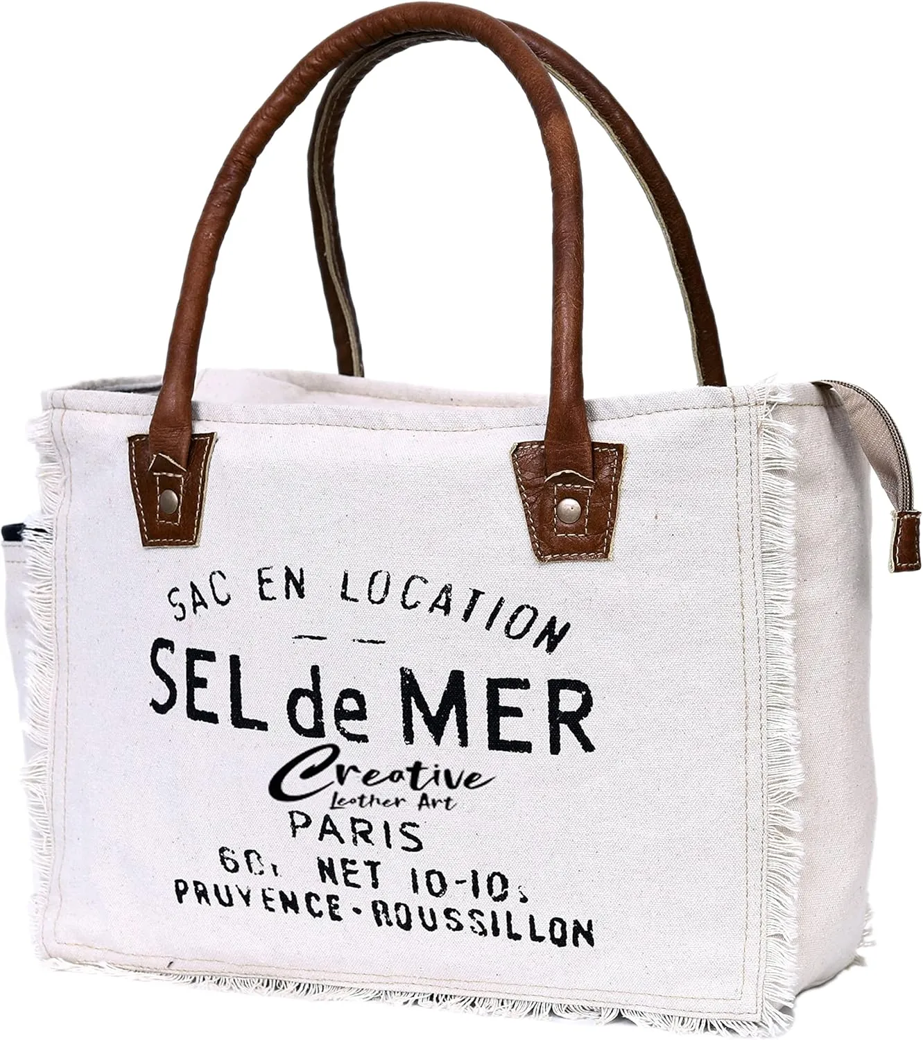 CLA Bags Sel De Mer Upcycled Canvas & Cowhide Tote