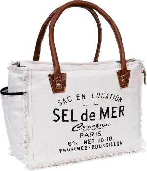 CLA Bags Sel De Mer Upcycled Canvas & Cowhide Tote