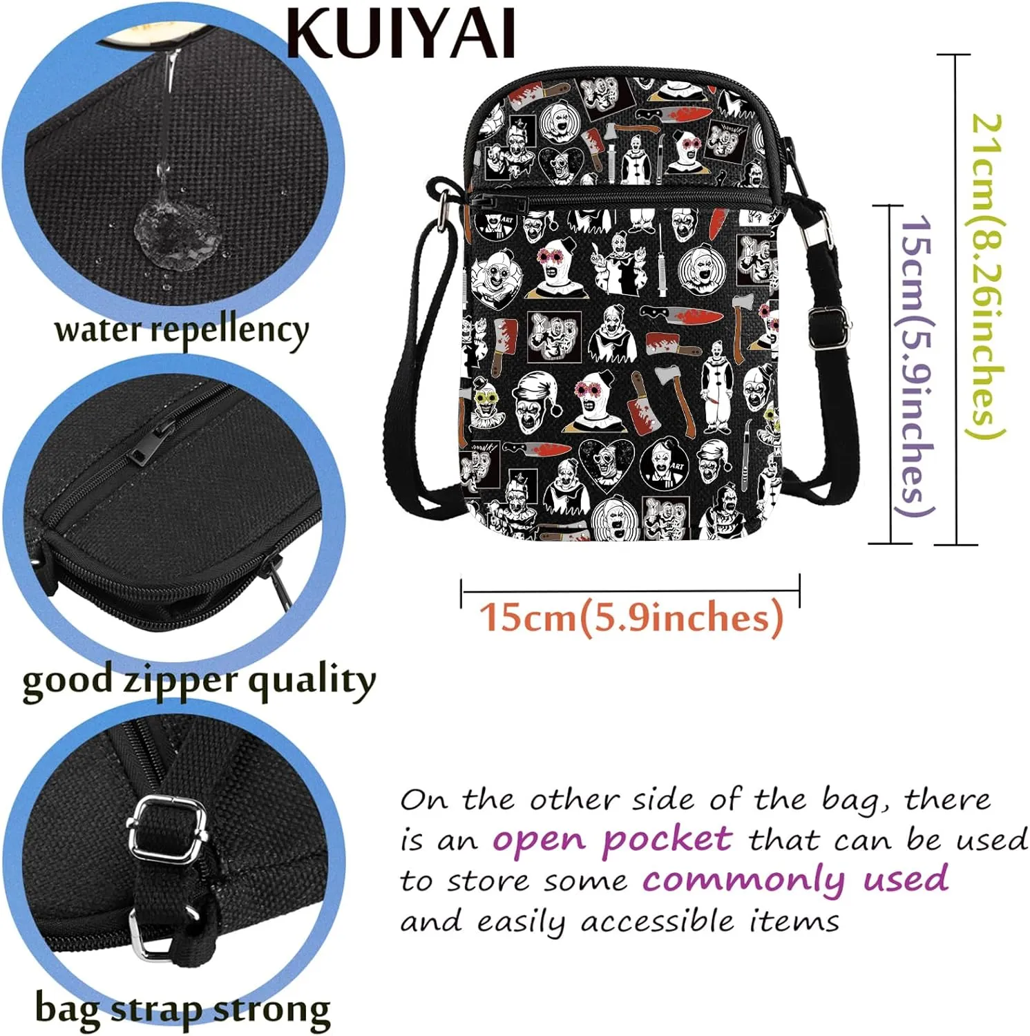 Clown Movie Merchandise Inspired Crossbody Bag Killer Clown Bag Horror Movie Lover Gift Art Gift Scary Clown Character Gift