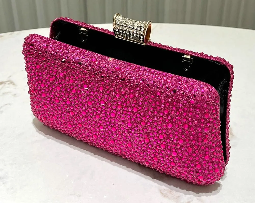 Clutch Purse Evening Bags Women 2025 Rhinestone Glitter Handbag Double Sided Diamond Chain Purse for Wedding Party