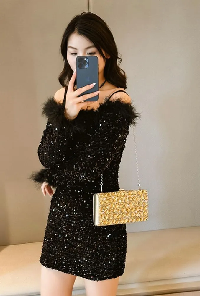 Clutch Purse Evening Bags Women Rhinestone Glitter Handbag Chain Crossbody Purse Shoulder for Wedding Party 2025