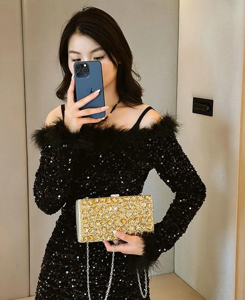 Clutch Purse Evening Bags Women Rhinestone Glitter Handbag Chain Crossbody Purse Shoulder for Wedding Party 2025
