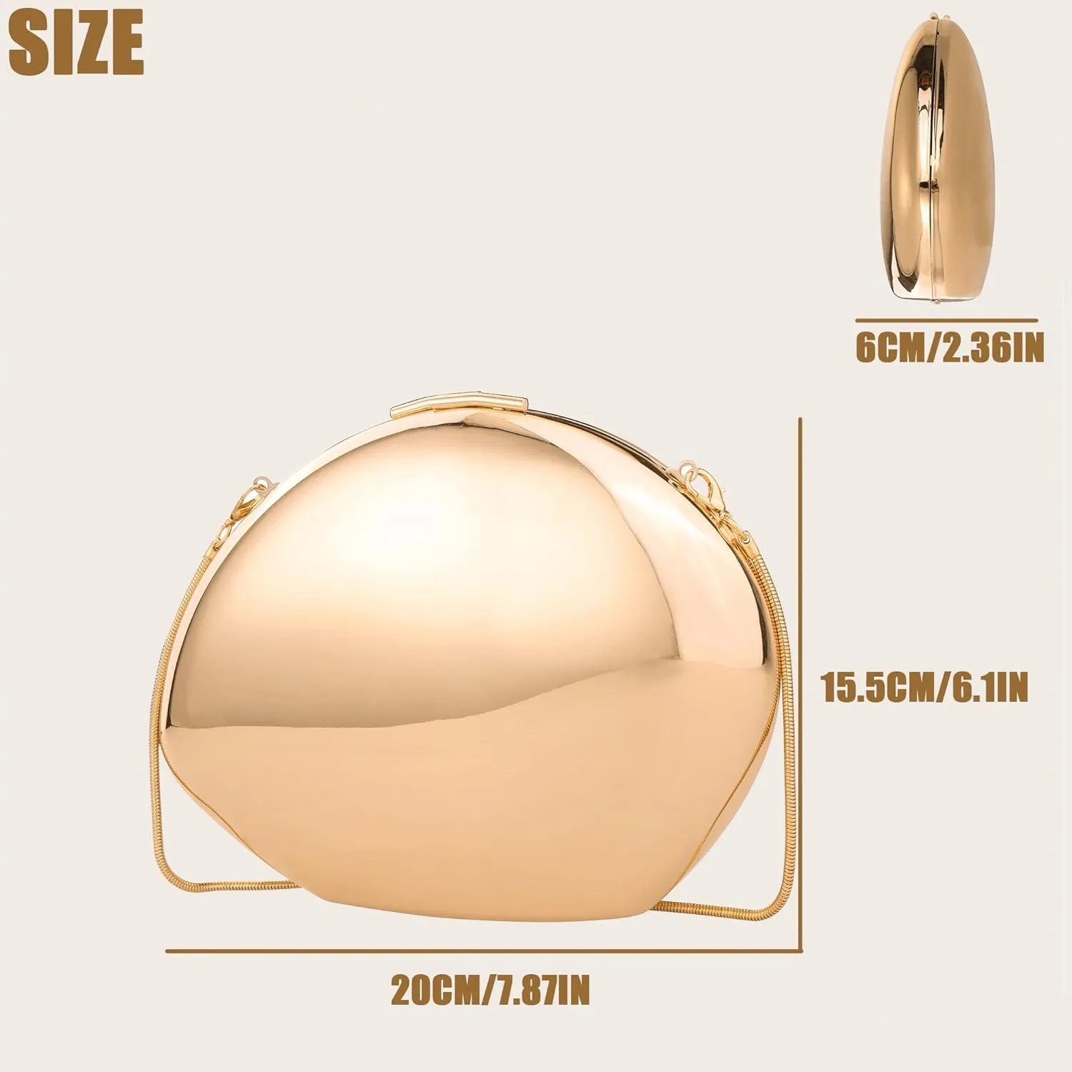 Clutch Purse for Women Metallic Evening Bag Acrylic Shell Handbag With Chain for Wedding Party Prom