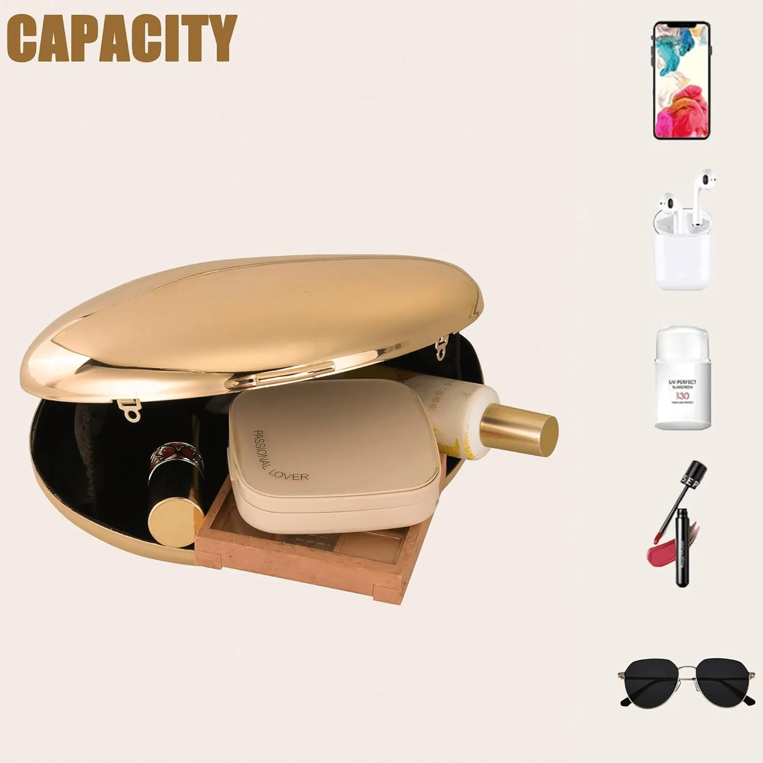 Clutch Purse for Women Metallic Evening Bag Acrylic Shell Handbag With Chain for Wedding Party Prom