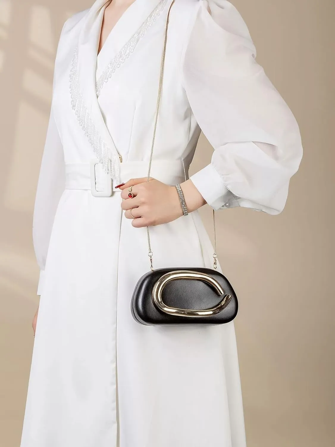 Clutch Purse Women Evening Bag Unique Trendy Purse for Women 2025 Vegan Leather Handbag Acrylic Clutch Box