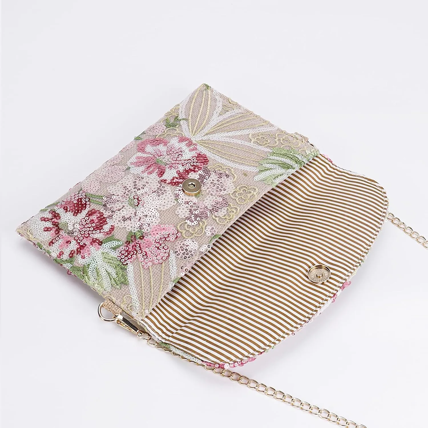 Clutch Purses for Women, Envelope Package, Sequin Embroidered Flowers Straw Bag, Bohemian Handmade Handbags