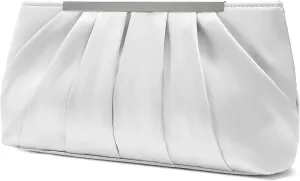 Clutch Purses for Women Evening Bag Elegant Pleated Satin Formal Handbag Simple Classy Purse