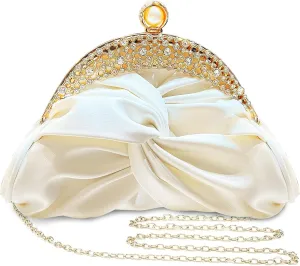 Clutch Purses for Women Evening Clutch Pearl Bag Soft Leather Evening Handbag Noble Crystal Beaded Wedding Clutch