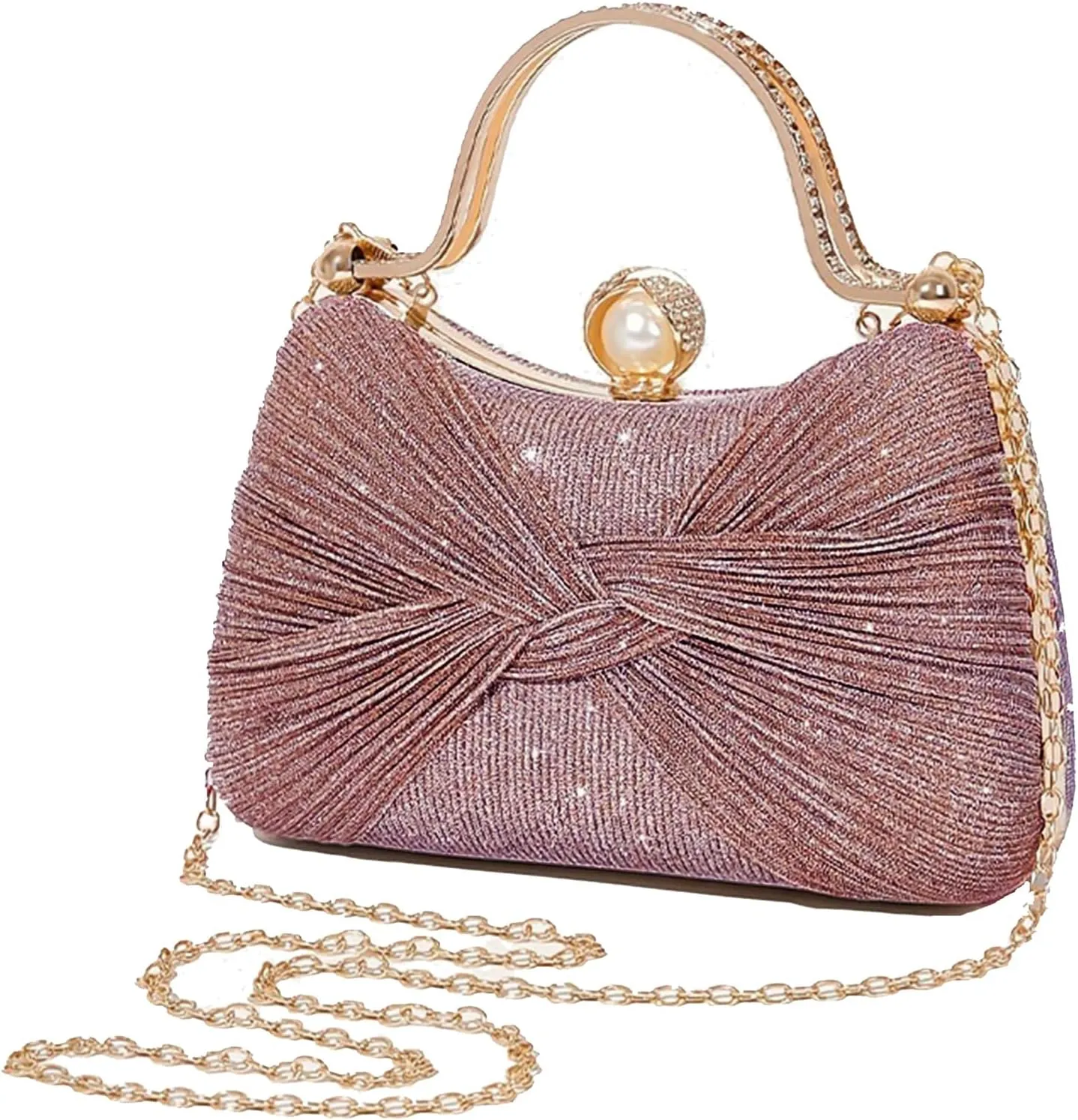 Clutch Purses for Women Handbags Shiny Sequin Wedding Silver Cross Body Purses with Chain,Wedding Prom Party Club
