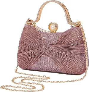 Clutch Purses for Women Handbags Shiny Sequin Wedding Silver Cross Body Purses with Chain,Wedding Prom Party Club