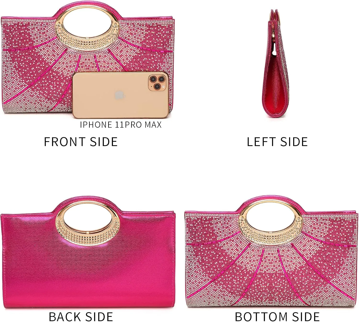 Clutch Purses for Women Rhinestone Evening Bag Wedding Party Cocktail Purses Handbags.