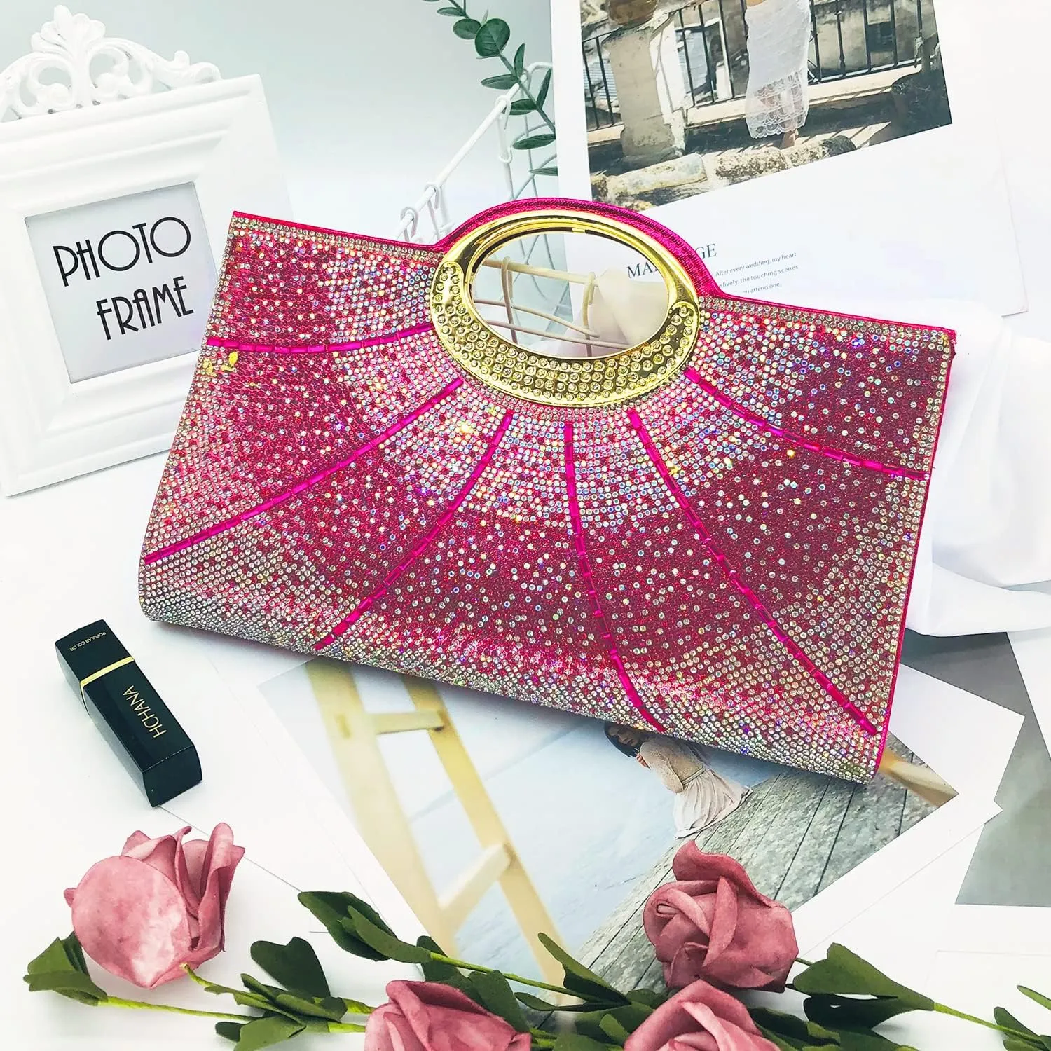 Clutch Purses for Women Rhinestone Evening Bag Wedding Party Cocktail Purses Handbags.