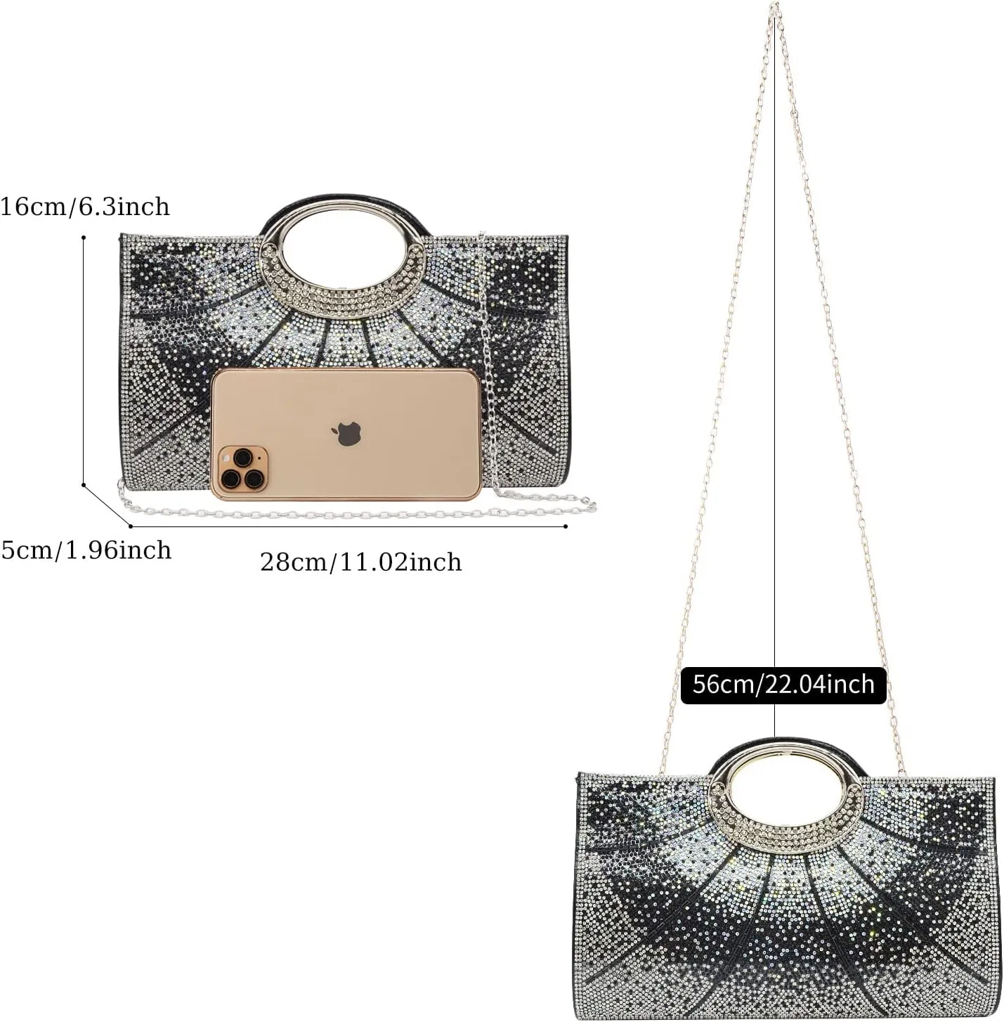 Clutch Purses for Women Rhinestone Evening Bag Wedding Party Cocktail Purses Handbags.
