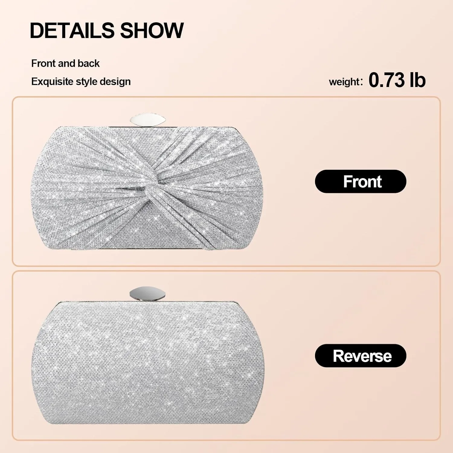 Clutch Purses for Women Wedding Evening Glitter Sparkly Handbags Party Purses for Women with Detachable Chain