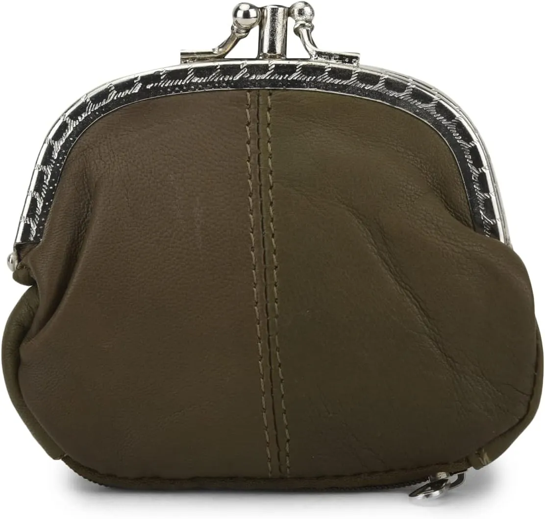 Coin Purse Double Frame with Zipper Pocket (Army Green)