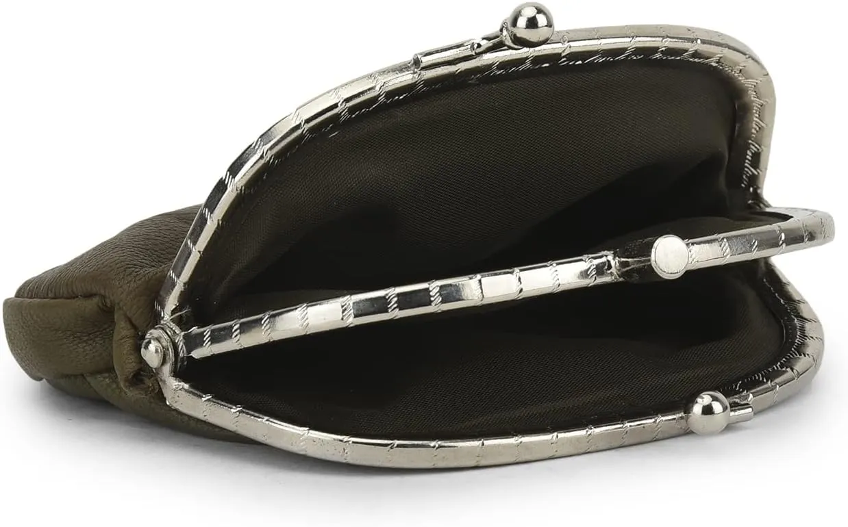 Coin Purse Double Frame with Zipper Pocket (Army Green)
