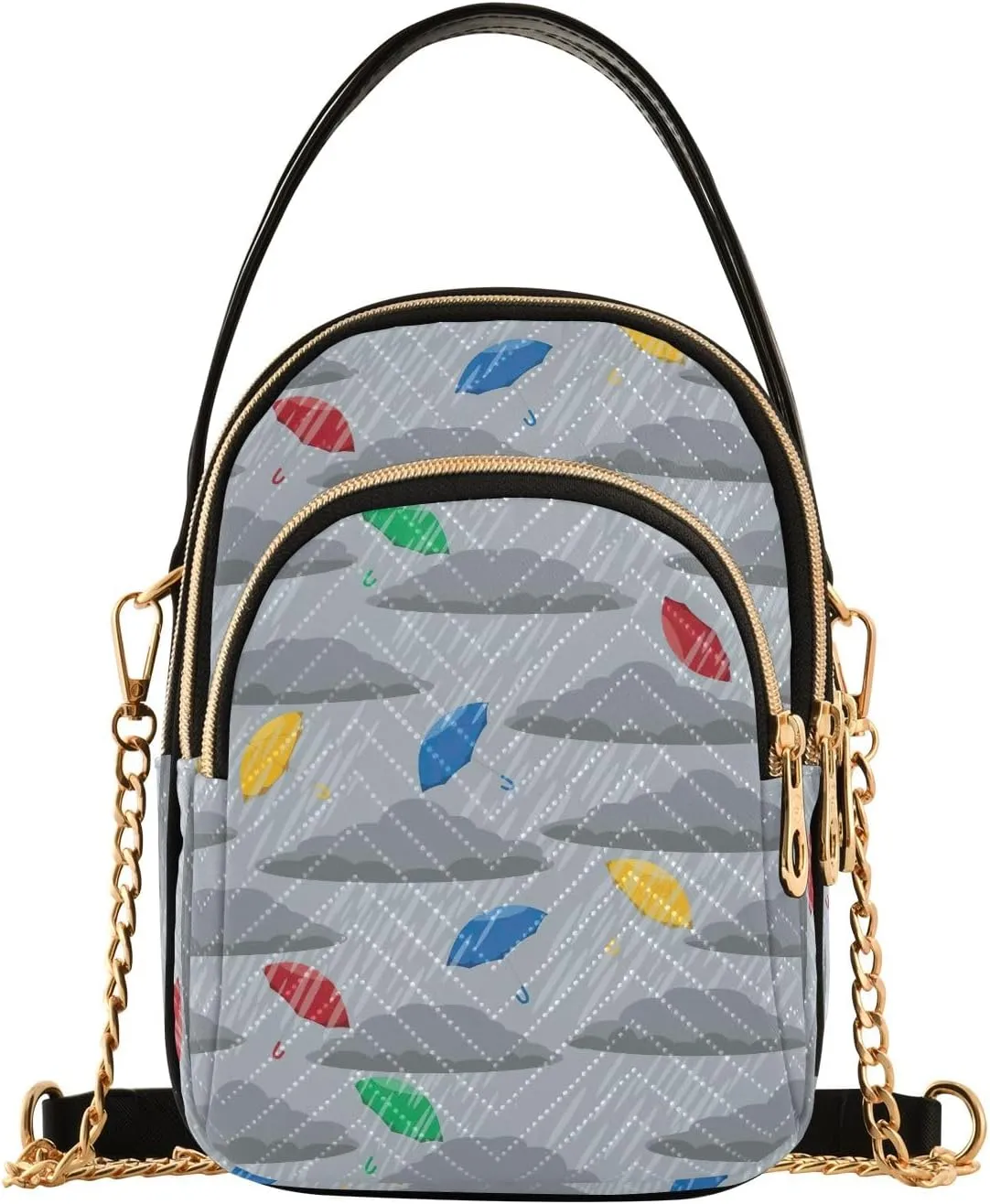 Colorful Cat Friends Women's Crossbody Bags Quilted Purse with Chain Phone Purse Handbag