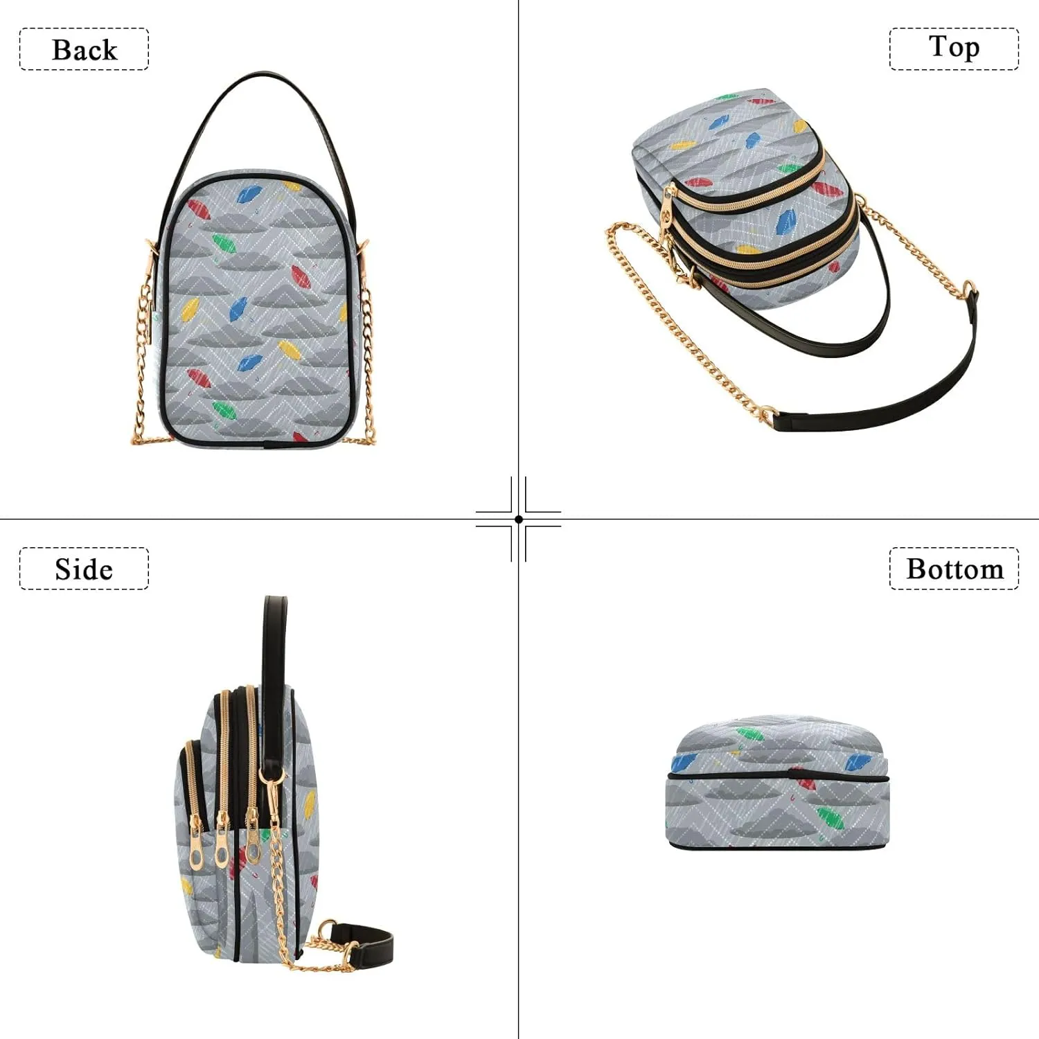 Colorful Cat Friends Women's Crossbody Bags Quilted Purse with Chain Phone Purse Handbag