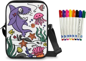 Coloring Crossbody Bag with 8 Markers Color Your Own Bag for Girls Boys Back to School Gifts for Kids