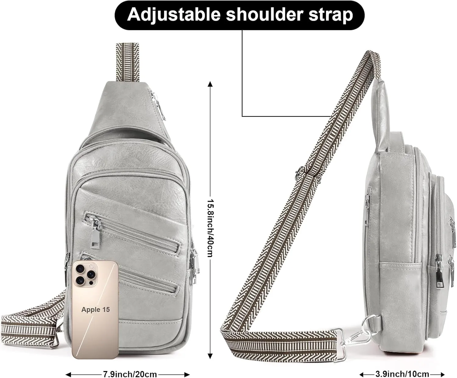 Conceal Carry Sling Bag - Virgan Leather Sling Backpack Fanny Pack Crossbody Chest Bags with Holster&Guitar Strap…