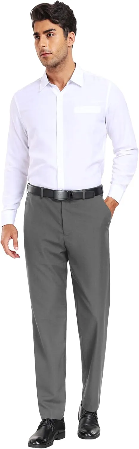 COOFANDY Mens Dress Pants Expandable Waist Wrinkle Free Suit Pants Flat Front Casual Dress Slacks