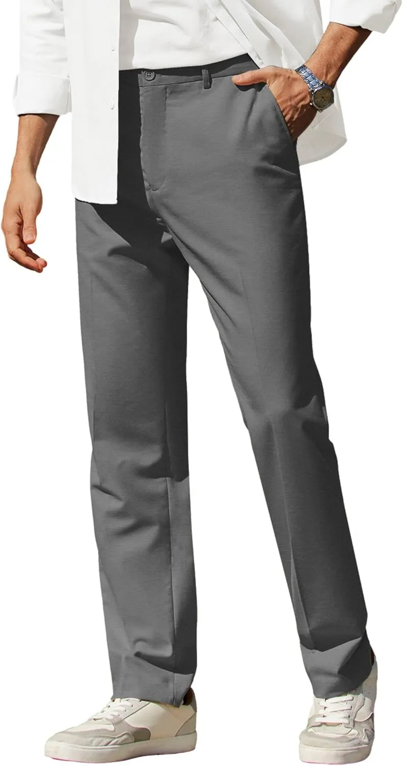 COOFANDY Mens Dress Pants Expandable Waist Wrinkle Free Suit Pants Flat Front Casual Dress Slacks