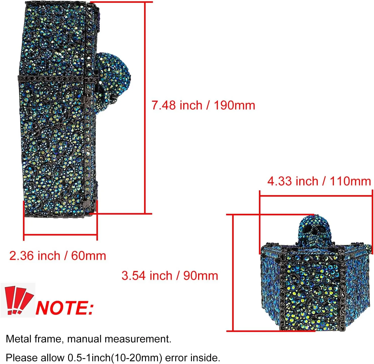 Cool Skull Evening Bag Coffin Shaped Handbag Purses Cross Rhinestone Bag Halloween Party Bag