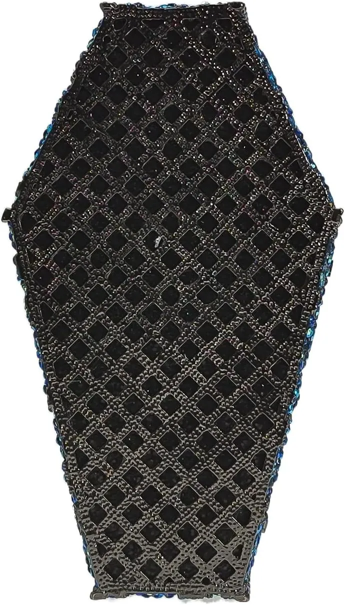 Cool Skull Evening Bag Coffin Shaped Handbag Purses Cross Rhinestone Bag Halloween Party Bag