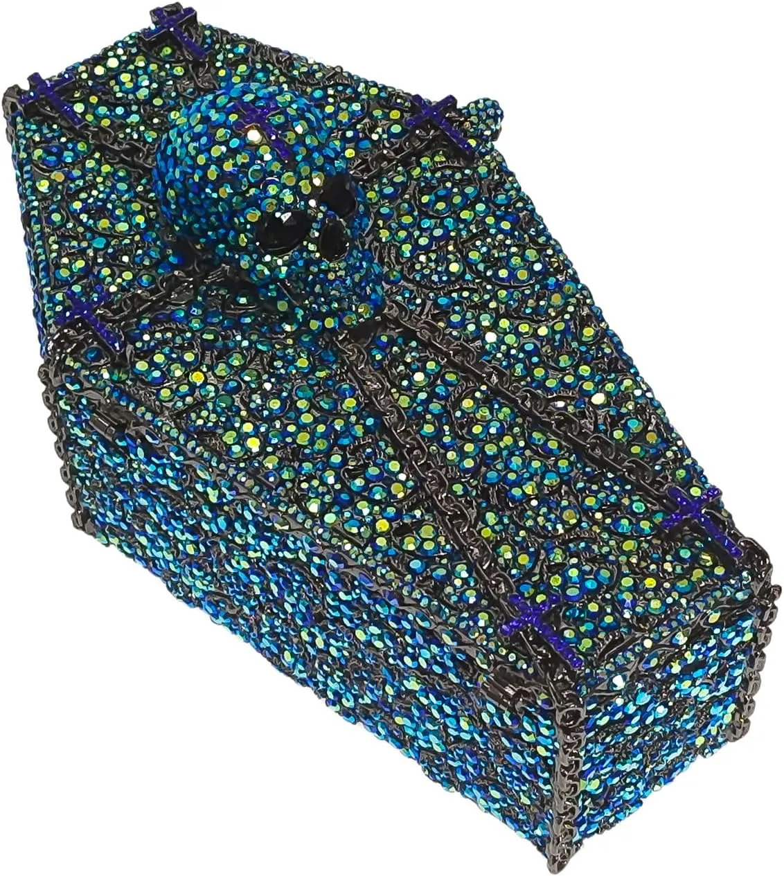 Cool Skull Evening Bag Coffin Shaped Handbag Purses Cross Rhinestone Bag Halloween Party Bag