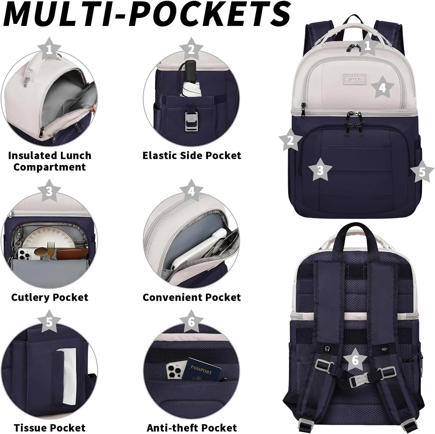 Cooler Backpack, Leak Proof Soft Double Deck Cooler Bag, Insulated Backpack Cooler Lunch Backpack for Men Women